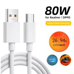 For Realme USB Type C Cable Phone Cables 65w 80W Super Fast Charge Super Dart Vooc for Realme 12 13 14 Pro 9i Neo GT V60 OPPO