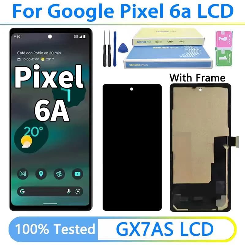 TFT Screen for Google Pixel 6A LCD Display Touch Digitizer Screen for Pixel 6a GX7AS GB62Z G1AZG GB17L LCD with Frame