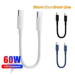0.3m/0.5m Short PD60W Type C To Type C Dual Fast Charging Data Cable For iphone 15 Samsung Xiaomi Huawei Phone Ipad USB-C Cords