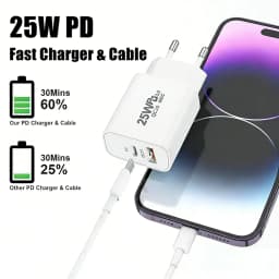 25W PD USB C Multi-Port Fast Charger For iPhone 11 12 13 Mini 14 Pro Max X XR XS Max 7 8 Plus Quick Charging PD Cable 1m 1.5m 2m