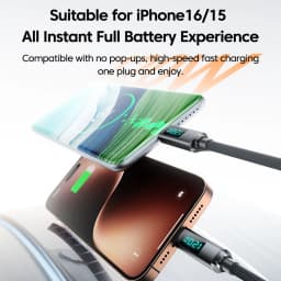 120W Digital Display Spring Retractable USB C To Type C Cable for iPhone 15 16 Samsung Huawei Fast Charging USB Type C Cable