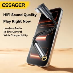 Essager L-shape Type-C to 3.5mm Jack Audio Cable for iPhone 16 15 Samsung Lightning to 3.5mm Headphone Adapter for iPhone14 13