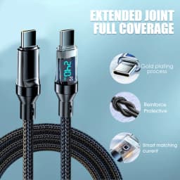 240W Type C Fast Charging Cable For iPhone 16 USB C Mobile Phone LED Display Cables For Samsung Data Cord For Huawei Oppo Vivo