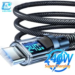 240W Type C Fast Charging Cable For iPhone 16 USB C Mobile Phone LED Display Cables For Samsung Data Cord For Huawei Oppo Vivo