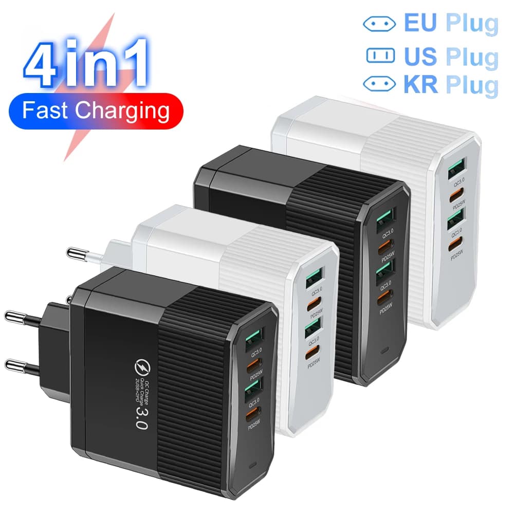 Total 100W USB Charger Fast Charging 6 Ports Quick Charge 3.0 Travel Charger For iPhone Samsung Huawei Phone Charger