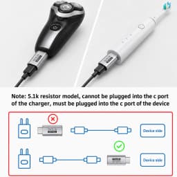 5.1K Resistor USB C Male to Female Adapter 5V Type C Charging Converter for Shaver Trimmer Headphone Fan Electric Screwdriver