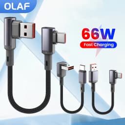 15CM 25CM 50CM 66W 90°Elbow Short Data Cable USB Type C Fast Charging Cable For iPhone 15 16 17 Xiaomi Samsung Huawei Power Bank