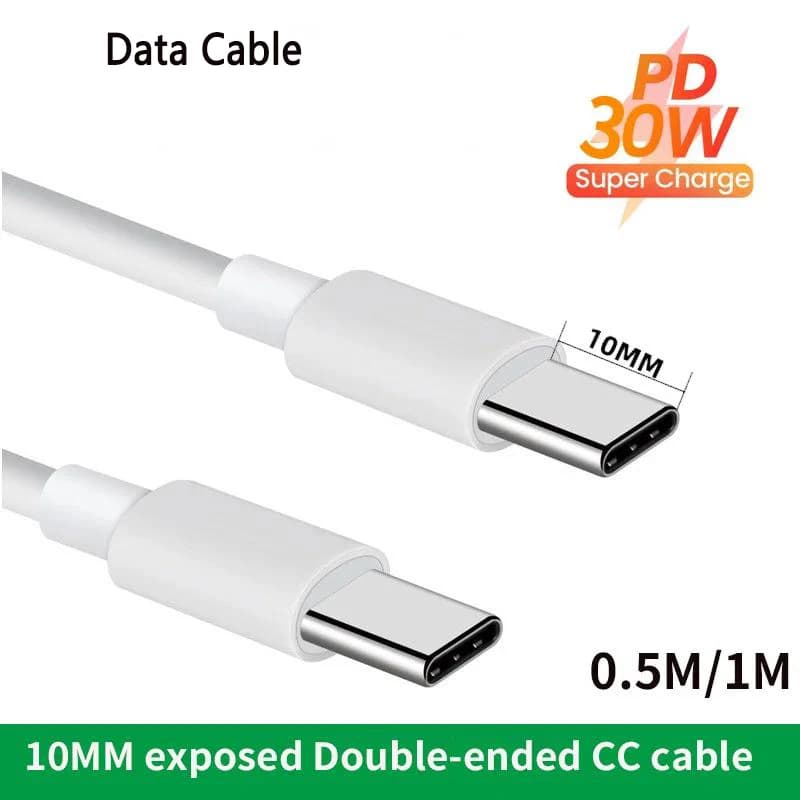 PD30W Type C To Dual Type C 10mm Long Tip Fast Charging Data Cable For iPhone 15/16 Samsung Huawei Xiaomi Quick USB-C Cord Wire