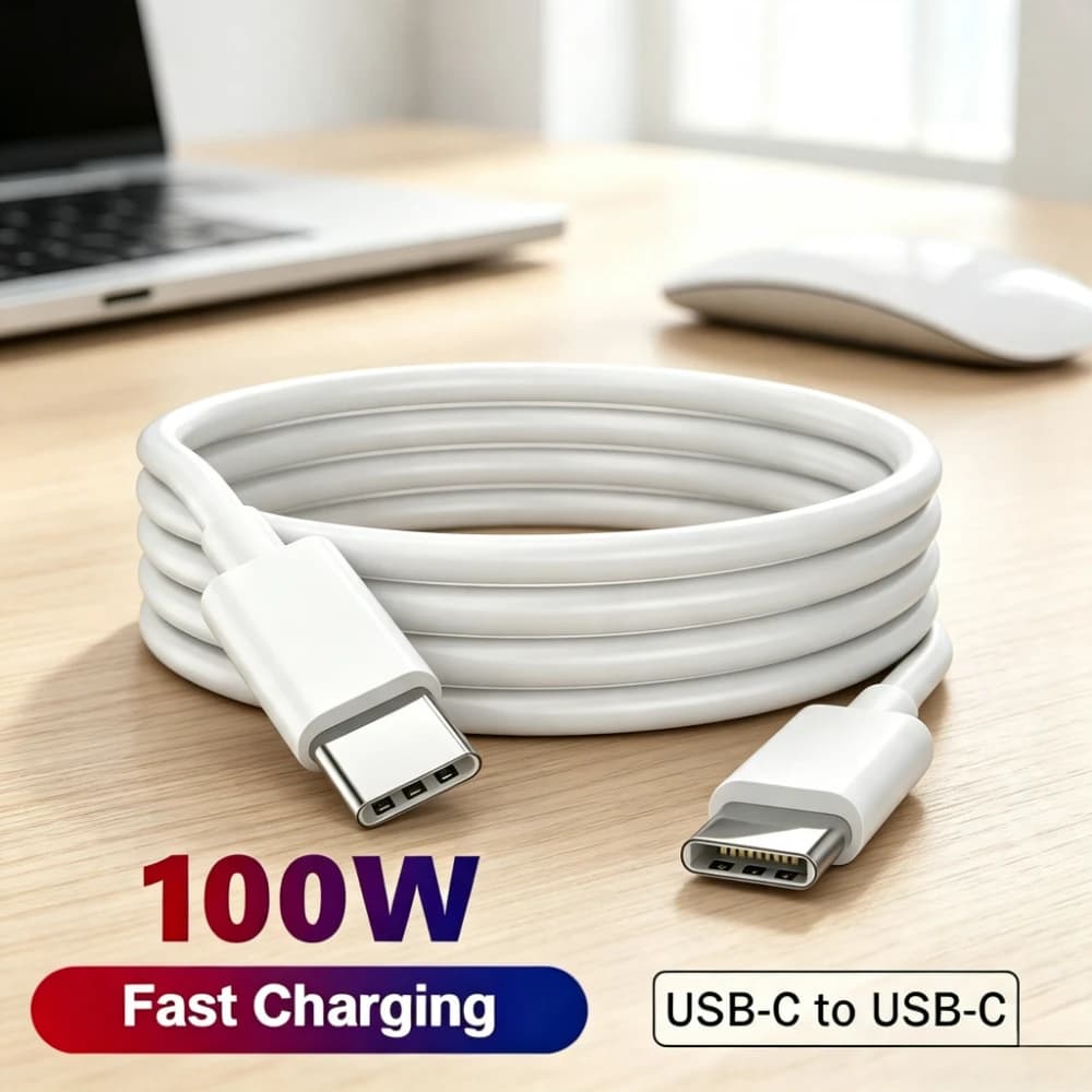 100W 6A PD Fast Charging Cable Type-C to Type-C Braided High Speed Data Transfer Charging Cord For Samsung Xiaomi Huawei Realme