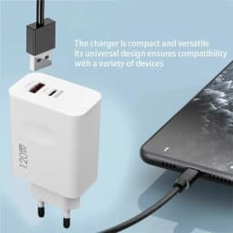 2026 120W Original Phone Charger Turbo Fast Charge PD USB 2 In 1 Charger 2Ports Fast Charging For Xiaomi Huawei iPhone Samsung