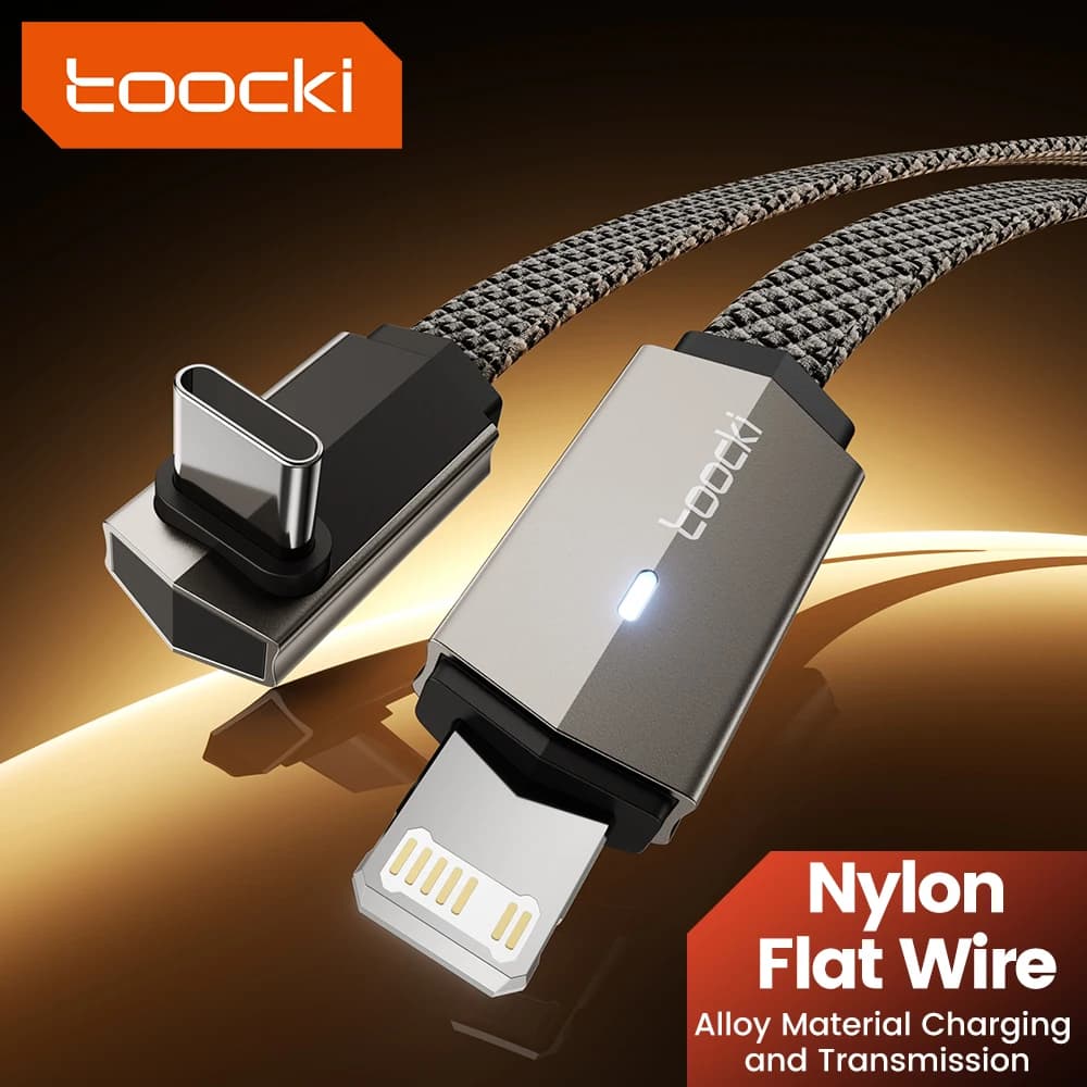 Toocki PD 60W USB C To USB C Cable 90° Elbow Cable Fast Charge For iPhone 16 15 Pro Samsung S24 USB C To iPhone For 8-14 Series
