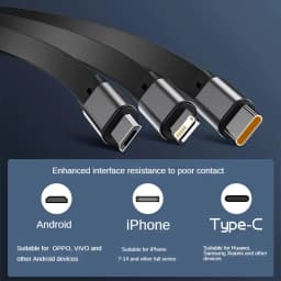 Type-C 3 in 1 Phone Fast Charging Retractable Cable 5A USB-C Data Cable Micro Suitable for iPhone Huawei Samsung Phone Charging
