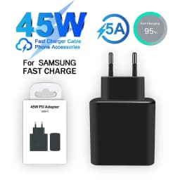 45W EU Plug USB-C Super Fast Charger For Samsung S23 S24 S25 S26 Ultra A25 A35 A53 A54 A55 Quick Charge Power Adapter With Box