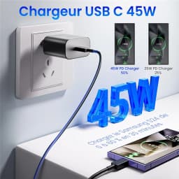 45W EU Plug USB-C Super Fast Charger For Samsung S23 S24 S25 S26 Ultra A25 A35 A53 A54 A55 Quick Charge Power Adapter With Box