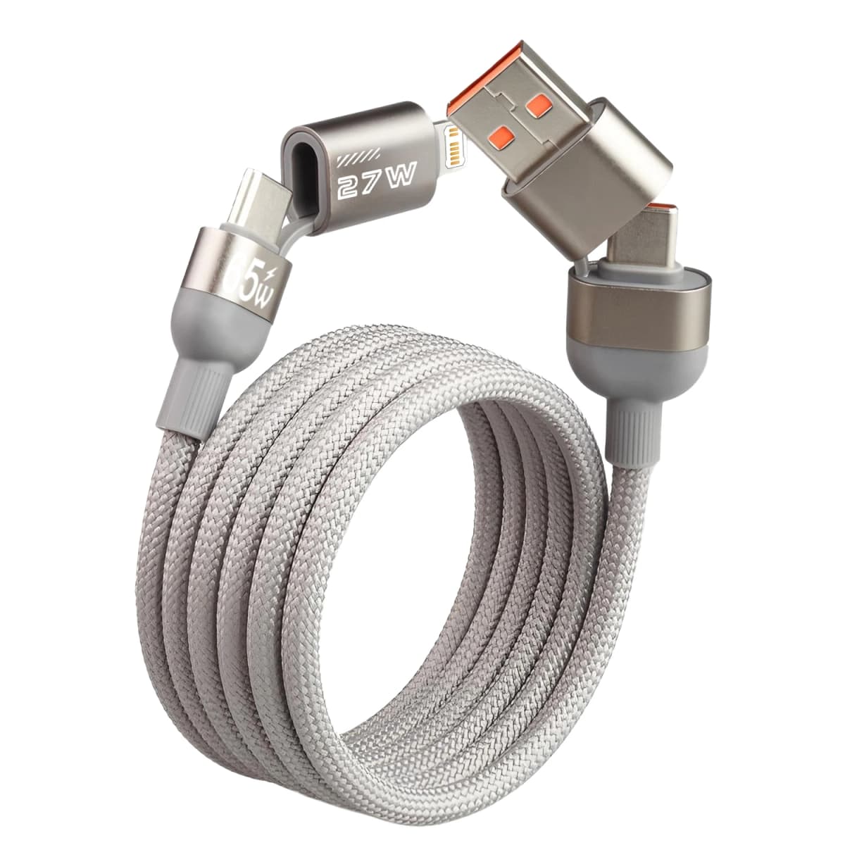2 in 2 Multi Fast Charging Cable Magnetic 27W USB C to Type C Data Cable 1M for iphone 17ipad Xiaomi 17 15 Samsung Huawei
