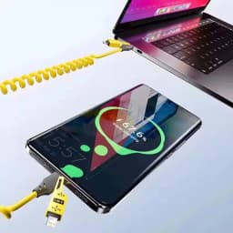 4 in 1 65W Spring Short Data Cable 6A USB Type C Spring Telescopic Quick Charger Wire Spring USB Cable for IPhone15 141312