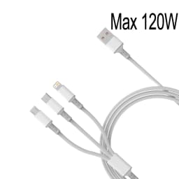 3 in 1 USB Charge Cable 6A 120W for Huawei/Honor Portable Micro USB TypeC Cable Charging Cable For iPhone 14 Samsung