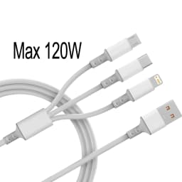 3 in 1 USB Charge Cable 6A 120W for Huawei/Honor Portable Micro USB TypeC Cable Charging Cable For iPhone 14 Samsung