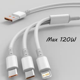 3 in 1 USB Charge Cable 6A 120W for Huawei/Honor Portable Micro USB TypeC Cable Charging Cable For iPhone 14 Samsung