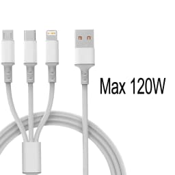 3 in 1 USB Charge Cable 6A 120W for Huawei/Honor Portable Micro USB TypeC Cable Charging Cable For iPhone 14 Samsung