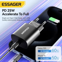 Essager 25W USB C Charger PD Fast Charge Charger Quick Phone Charger for iPhone 16 15 Pro Max Xiaomi 14 Oneplus Xiaomi Samsung