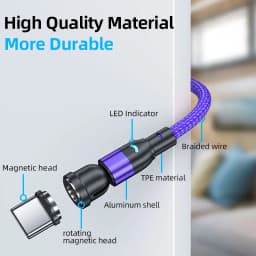 540 Rotate Magnetic Cable Fast Charging Mobile Phone USB C Cable For iPhone 12 Pro MAX Samsung Xiaomi Huawei P50 Magnetic Cable