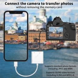 OTG Adapter with Charging Port for iPhone Trail Camera Adapter for Lighting USB Adapter for iPhone Card Reader USB Flash Stick