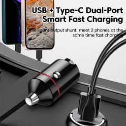 100W Dual Ports Mini Car Pull Ring Charger PD30W USB Type C Multi-Functional Fast Charging Car Charger Adapter For Huawei Xiaomi