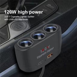 120W USB PD Socket 3 in 1 Car Cigarette Lighter Splitter 12V 24V Fast Charger Plug Phone Power Adapter for iPhone GPS Dashcam