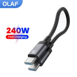 Olaf 15CM 20CM 240W Type C To Type C Short Cable 6A Fast Charging Cable PD3.1 USB C Cable For iPhone 15 16 17 Power Bank Samsung
