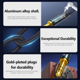 SUNKANDI 3.5mm Audio Cable Male to Male Stereo Audio AUX Cord for Car, Headphone Jack, Speaker, Home Stereos, Smartphone