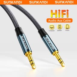 SUNKANDI 3.5mm Audio Cable Male to Male Stereo Audio AUX Cord for Car, Headphone Jack, Speaker, Home Stereos, Smartphone