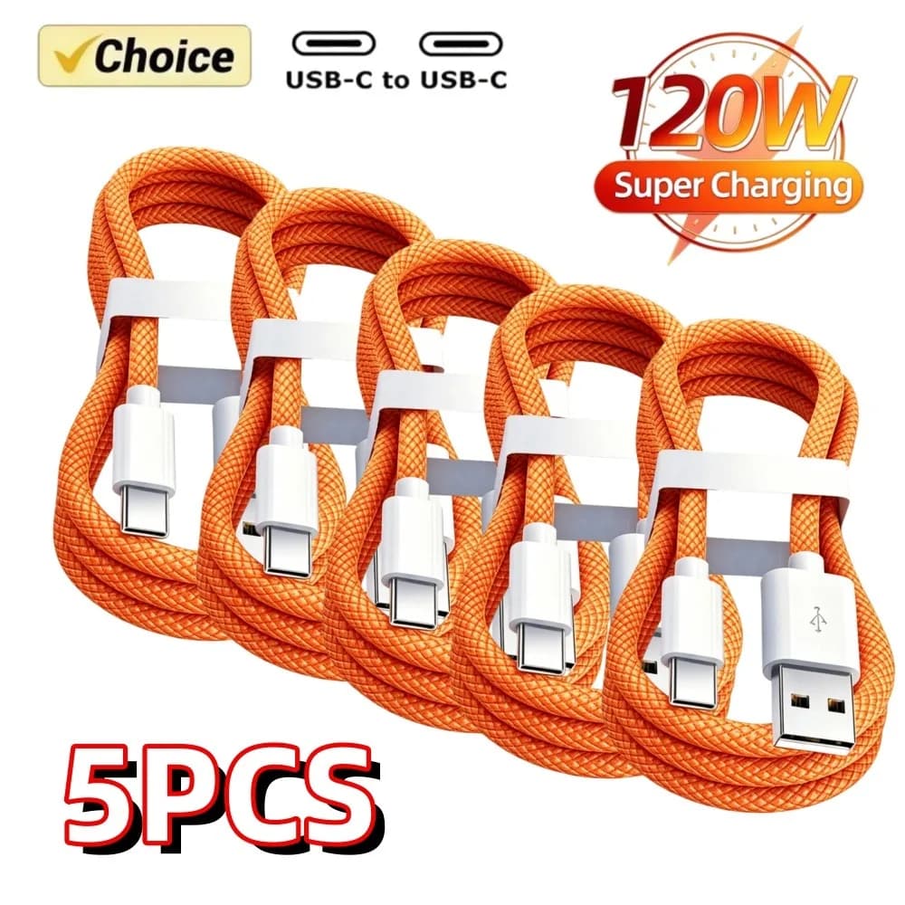 5PCS USB A Cable to USB C 240W Fast Charging Charger Cable Supports Fast Charging For iPhone 17 16 15 Samsung Huawei Xiaomi Etc