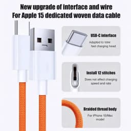 5PCS USB A Cable to USB C 240W Fast Charging Charger Cable Supports Fast Charging For iPhone 17 16 15 Samsung Huawei Xiaomi Etc