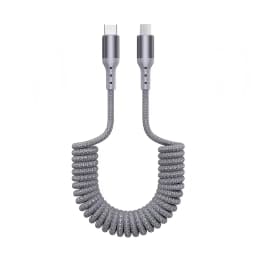 Elbow Coiled USB-C Cable, Stretchable Braided Charging Cord Compatible with iPhone 14/15/16/Plus/Pro Max More,for Carplay