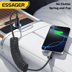 Essager Car Spring Type C Cable For iPhone 16 15 Xiaomi Samsung 100W PD Fast Charging For Macbook iPad Type C to Type C Cable