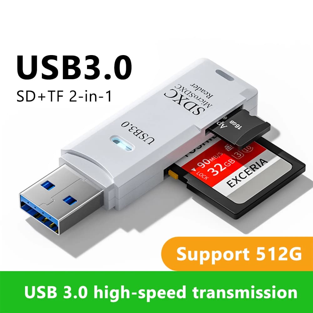2 in 1 USB 3.0/2.0 Card Reader MicroSd TF Card Memory Reader High Speed For PC Laptops Accessories SD Card Reader Adapter