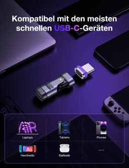 AUFU 240W Magnetic Type C to Lightning Adapter 16Pin USB-C to Type-C Fast Charge USB C Female Converter for iPhon Xiaomi Macbook