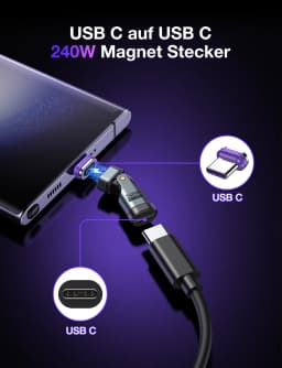 AUFU 240W Magnetic Type C to Lightning Adapter 16Pin USB-C to Type-C Fast Charge USB C Female Converter for iPhon Xiaomi Macbook