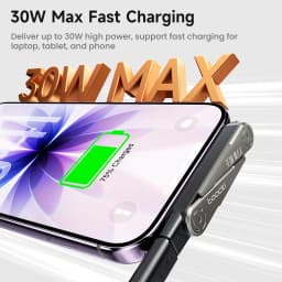 Toocki 30W USB C to Lightning Adapter With Foldable Phone Holder 90 Degree Converter OTG Adapter for Laptop Tablet iPhone Samsun