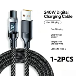 100W USB C 120W USB A Charging Cables with LED Display Screen, USB C=C-C,USB A=A-C, for Xiaomi iPhone Samsung