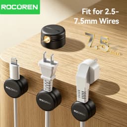 Rocoren Magnetic Cable Organizer Smooth Adjustable Cable Holder Under Desk 12PCS Stable Cable Management Wire Keeper Cable Clips