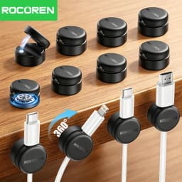 Rocoren Magnetic Cable Organizer Smooth Adjustable Cable Holder Under Desk 12PCS Stable Cable Management Wire Keeper Cable Clips
