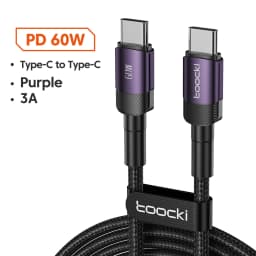 Toocki 100W/60W USB C to Type C Fast Charging Phone Cable for iPhone 17 16 Samsung PS5 Quick Charge Type C Data Wire for Xiaomi