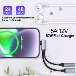 OTG 2 IN 1 Elbow Type USB C to 3.5mm Jack AUX Audio Headphone Adapter Fast Charger 60W for Samsung IPhone15 Huawei Xiaomi Tablet