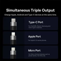 Baseus 3 in 1 USB Cable Micro USB Type C Fast Charger Micro USB Type C Data Cable For IP 14 13 Samsung Xiaomi Huawei