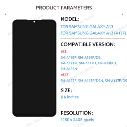 6.6" LCD For Samsung Galaxy A13 A135 A137 LCD Display Digital Touch Screen With Frame Assembly Galaxy A135F A137F Replacement