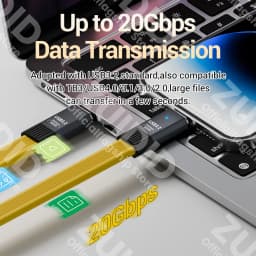 USB3.2 20Gbps Type C to Type C Flat Data Cable ThunderBolt 3 PD100W 5A USB-C Cord For iPhone 15 Pro MacBook Pro Samsung Xiaomi