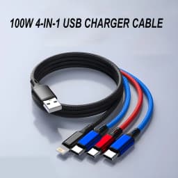 4 In 1 Micro USB Type C Fast Charging Cable 3A Quick Charge Phone Data Line Cord For Iphone 15 14 Xiaomi Huawei USB C