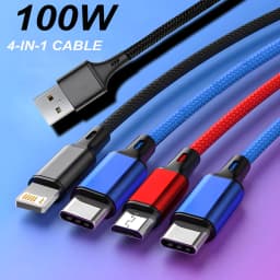 4 In 1 Micro USB Type C Fast Charging Cable 3A Quick Charge Phone Data Line Cord For Iphone 15 14 Xiaomi Huawei USB C